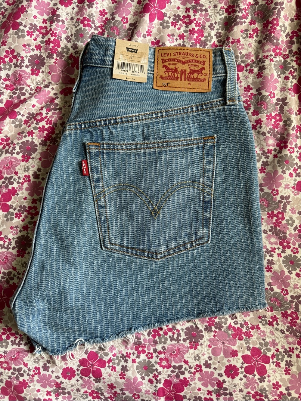 Levi's Blue Denim Raw-Hem Shorts